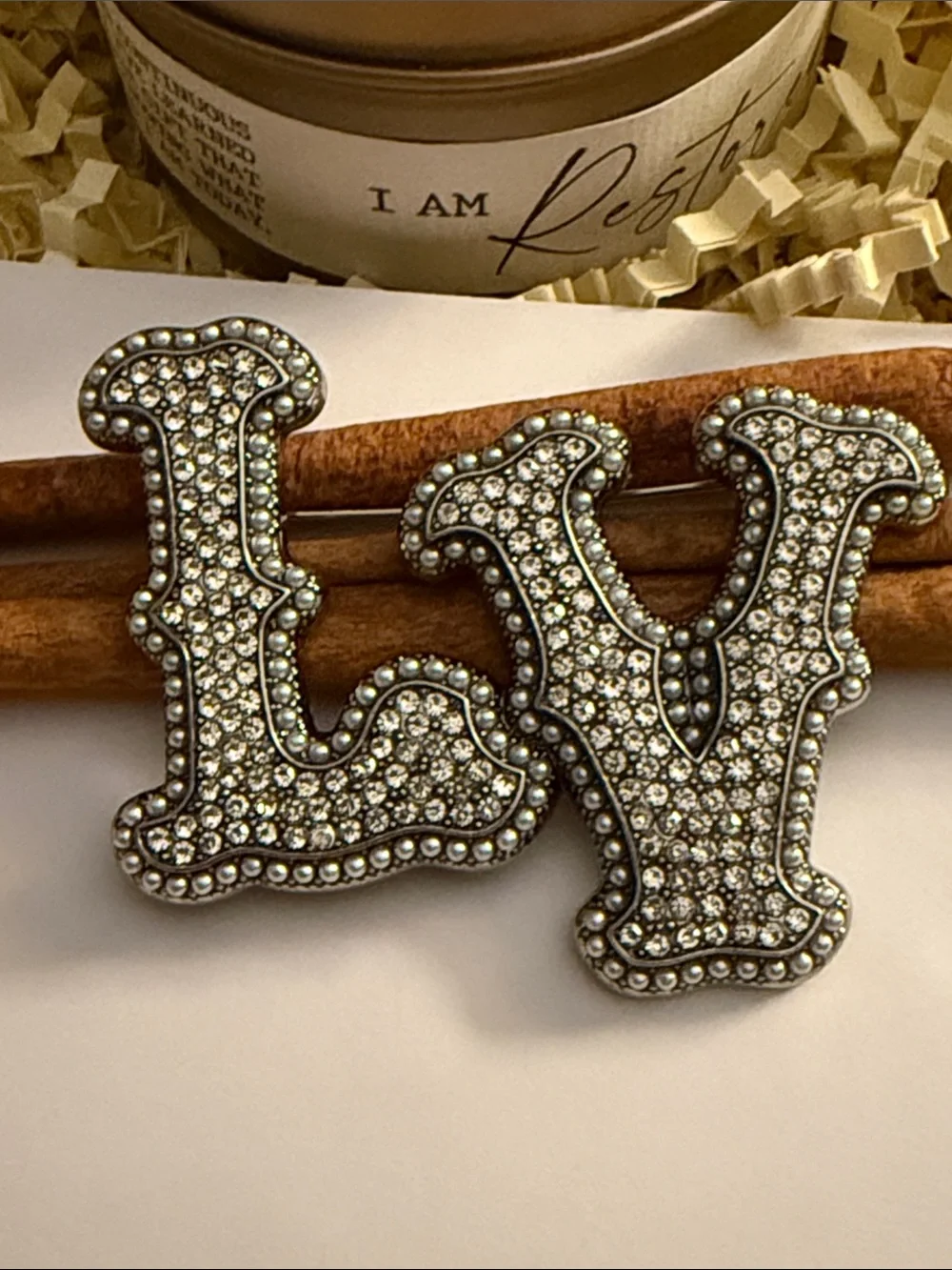 Fashion Jewelry Silver Crystal 'LV' Letter Brooch Pair